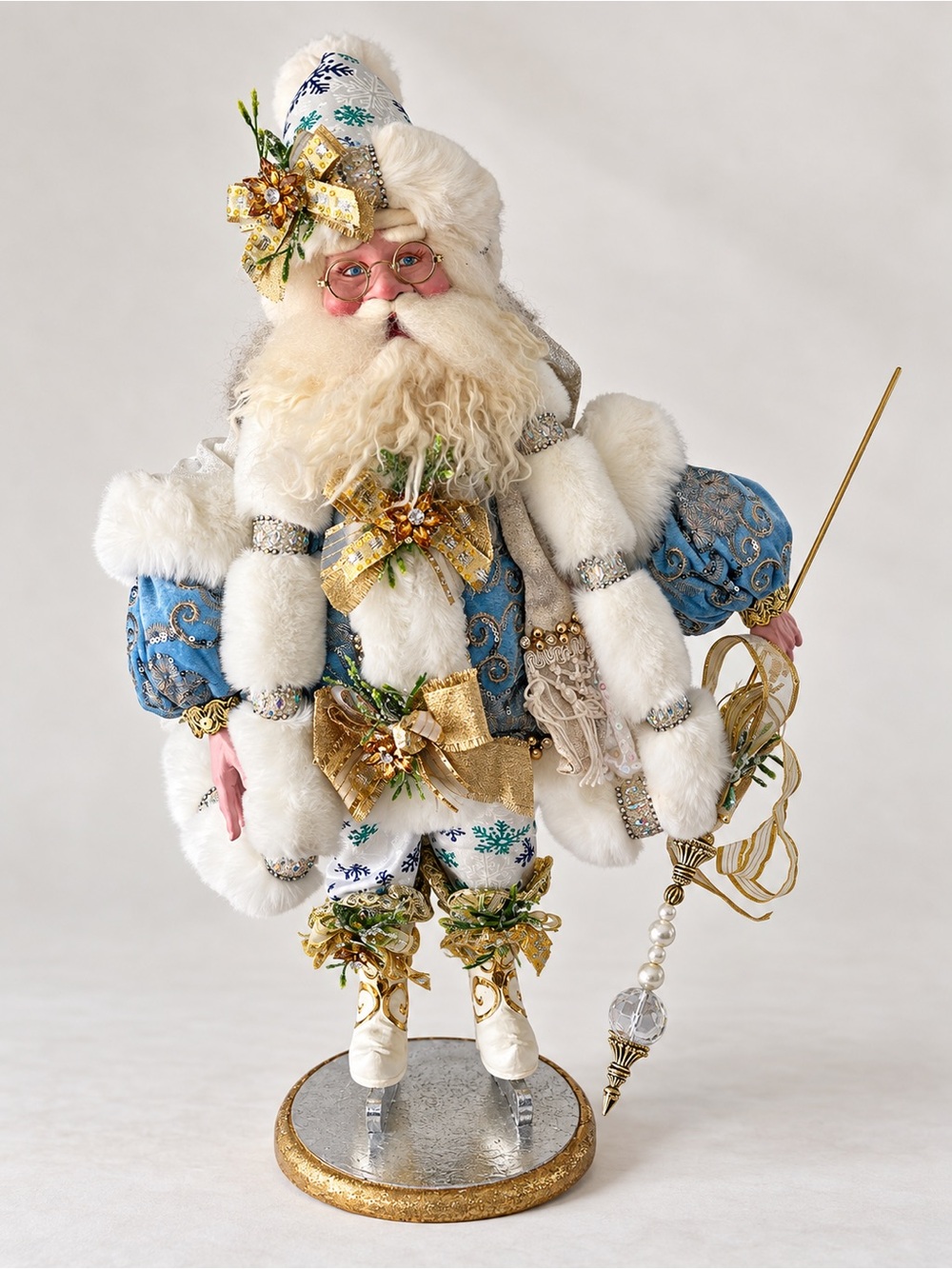 MARK ROBERTS Ice Skating Blue Santa Limited Edition 27in Christmas Figurine